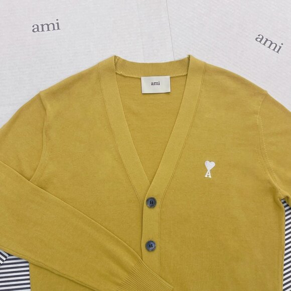 Ami Mustard Yellow Cardigan sweater Unisex - Picture 3 of 6